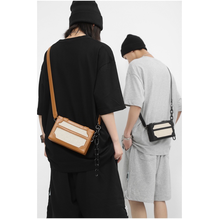 Túi da đeo chéo nam nữ unisex hình hộp chữ nhật