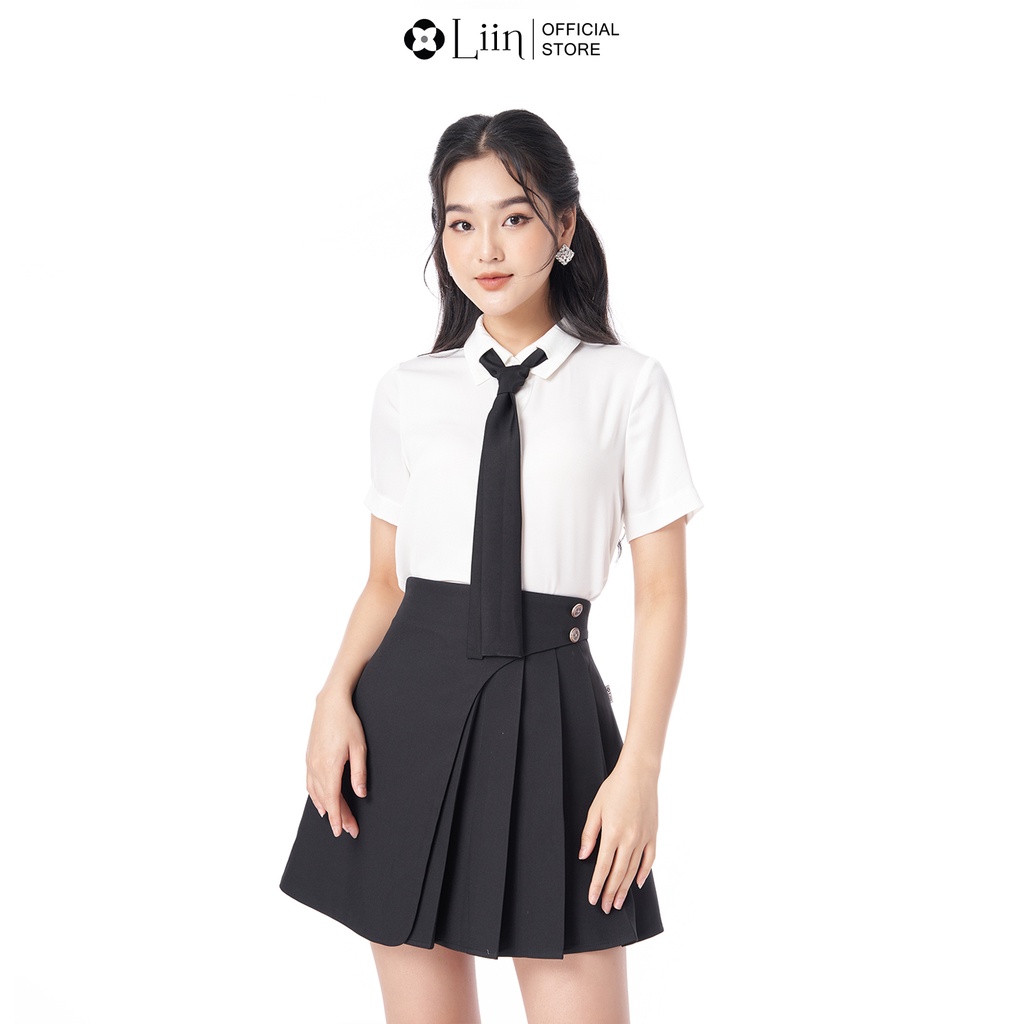 Áo cộc tay linbi màu trắng caravat phong cách trẻ trung, năng động liin clothing SM4305
