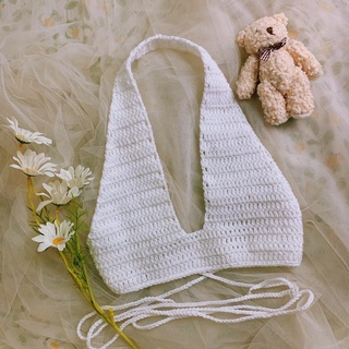 Áo Yếm Len - Bralette Len - Bikini Len Móc - Bralette Crochet - xanhlanhes