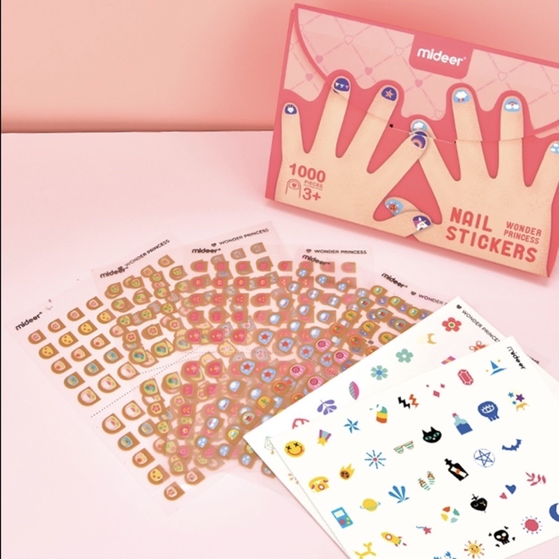 Đồ Chơi Sticker Dán Móng Tay Cho Bé Gái Nail Stickers Mideer - 2 Mẫu 1000 Miếng Dán Móng Tay Giả Cho Bé Gái - CleverKids