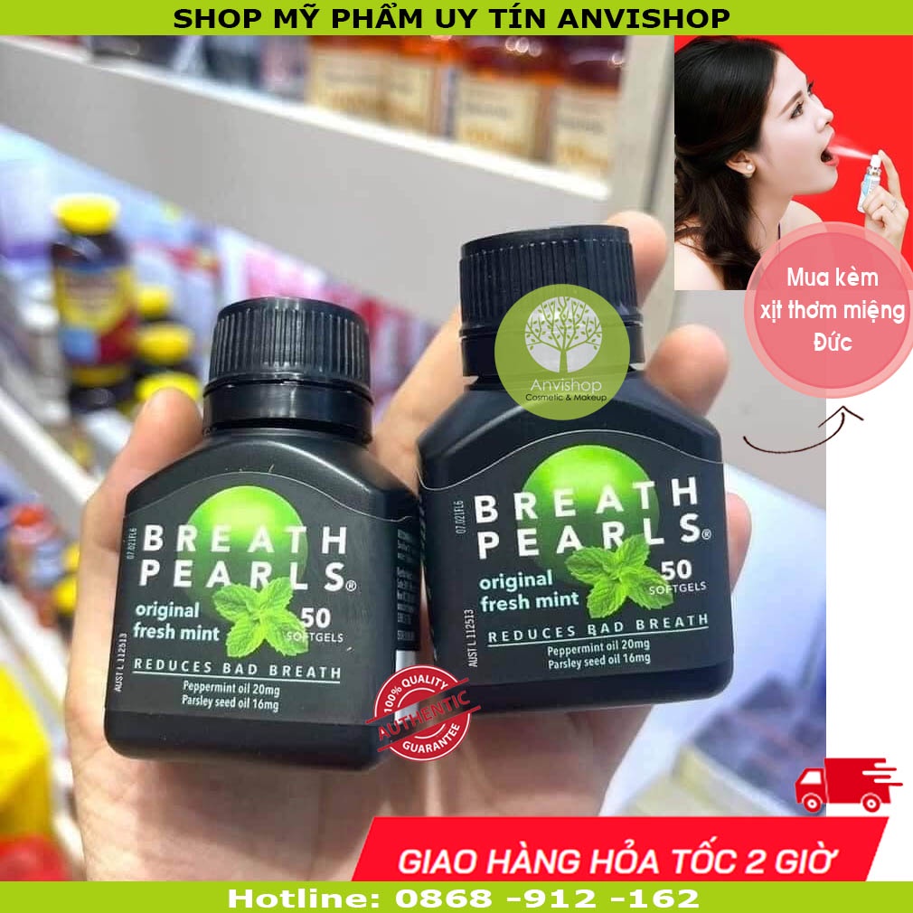 Viên Thơm Miệng Úc 50 viên BREATH PEARL date 2024 Anvishop - Giảm hôi miệng hiệu quả