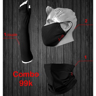 Combo: Găng tay xỏ ngón + bịt mặt đa năng + khẩu trang vải