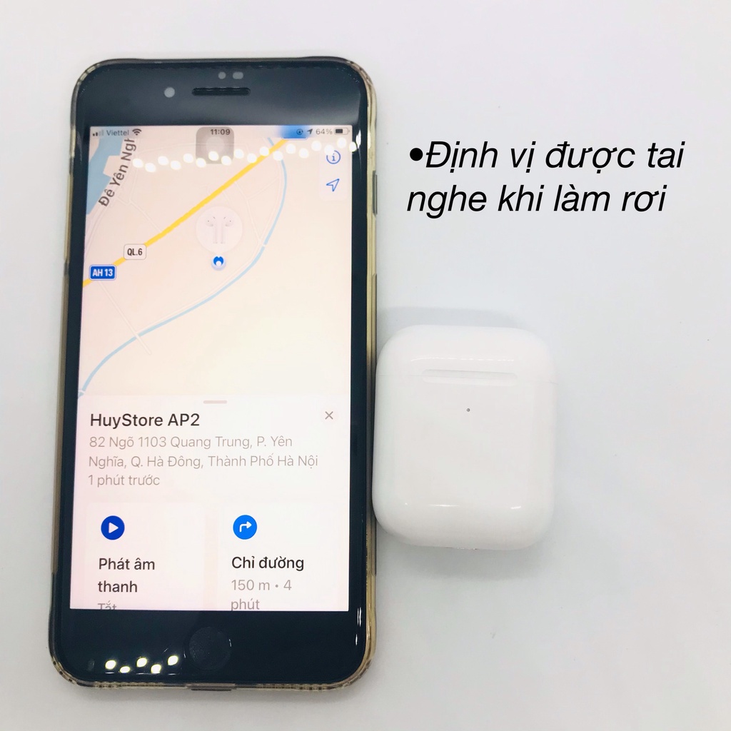 Tai nghe không dây iphone, tai nghe bluetooth ko dây cảm biến, đàm thoại 2 chiều - hàng loại 1