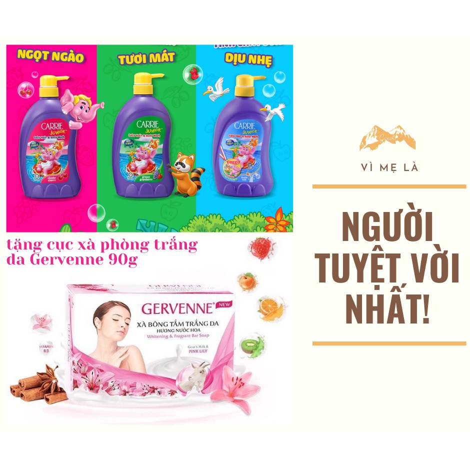 CARRIE JUNIOR - SỮA TẮM EM BÉ 700g TẶNG KÈM XÀ PHÒNG GERVENNE