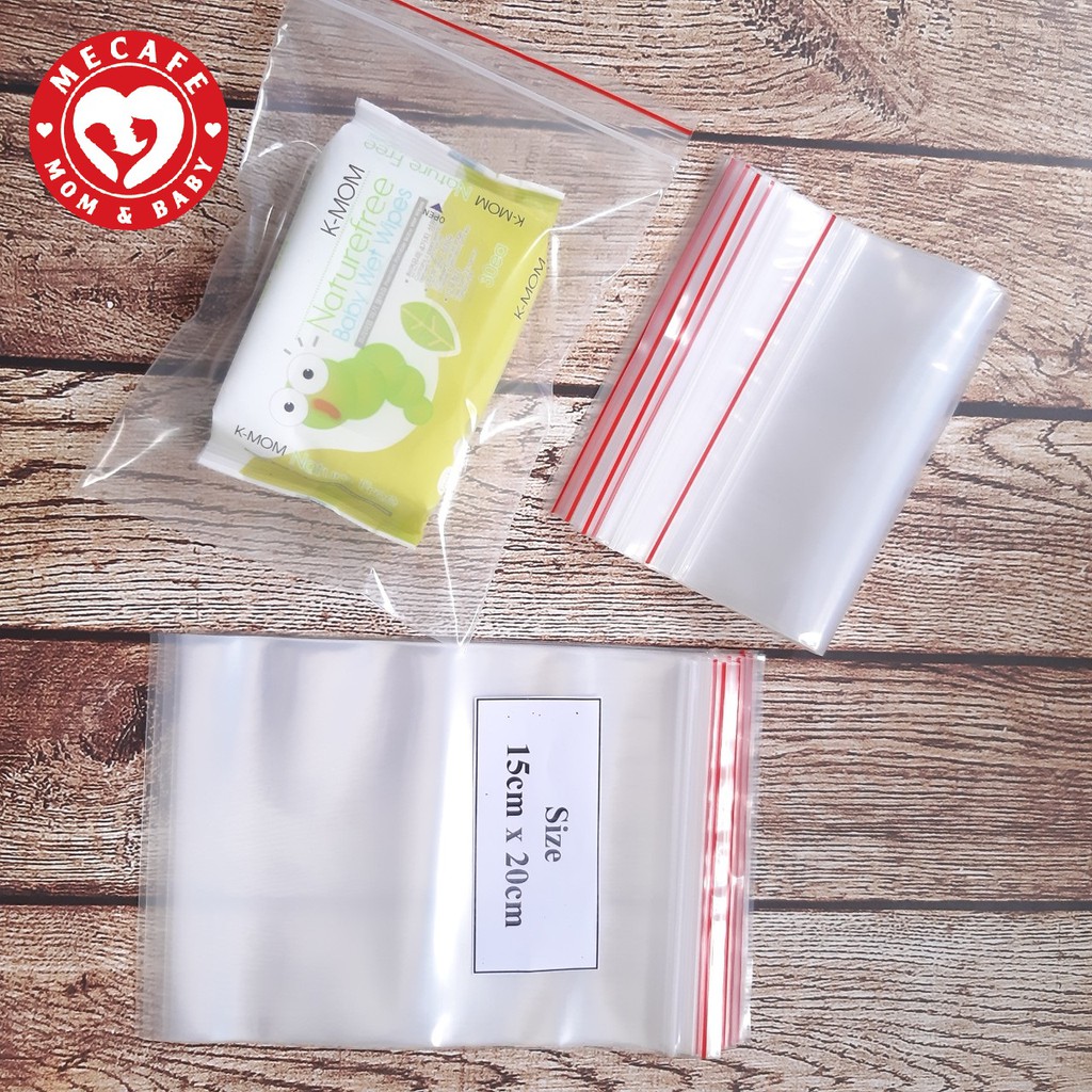 1kg Túi Zip Chỉ Đỏ Túi Zipper Viền Đỏ Bấm Miệng Trong Suốt Bịch Zip Nhiều Kích Thước Ziplock