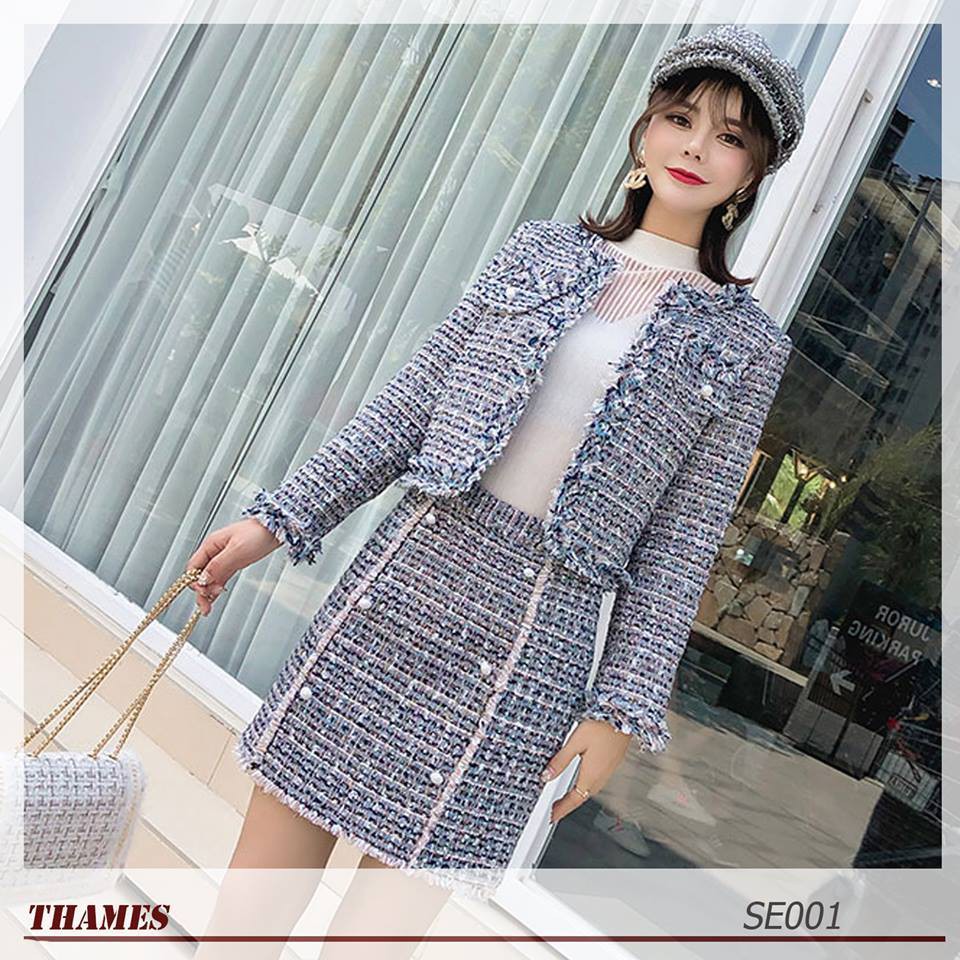 SET TRANG PHỤC CHÂN VÁY ÁO VEST SET DẠ TWEET CAO CẤP