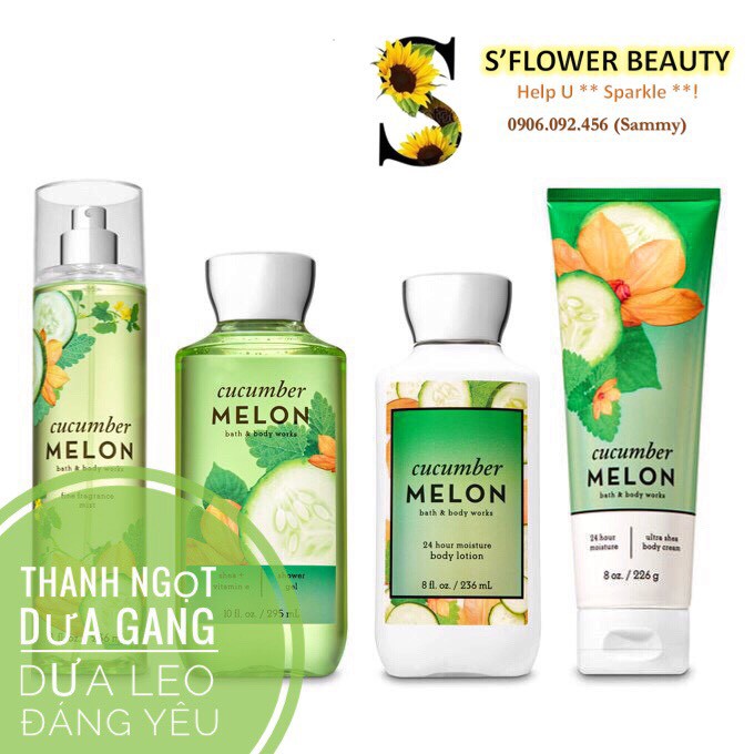🌿 Cucumber Melon | Sản Phẩm Tắm Dưỡng Xịt Thơm Toàn Thân Lưu Hương Mịn Da Bath & Body Works