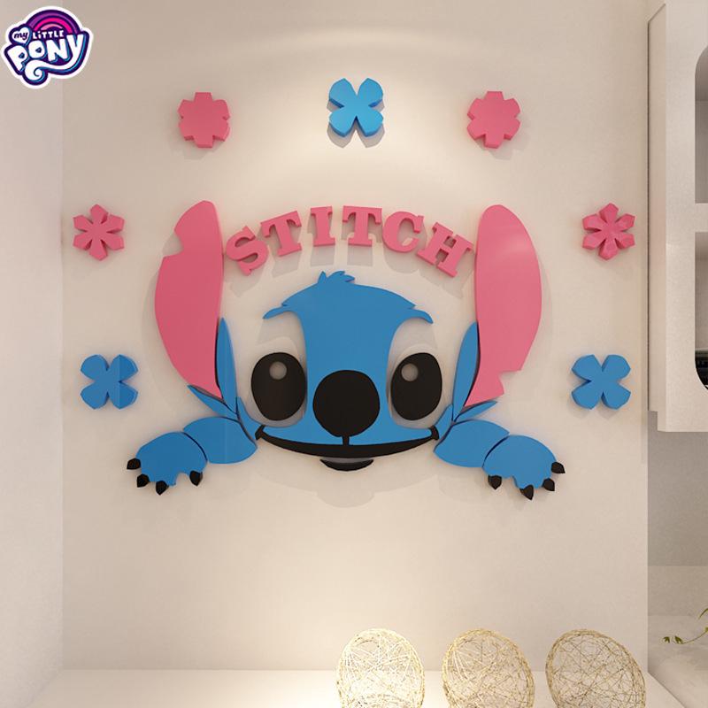 Miếng Dán Tường Bằng Acrylic Hình Stitch Hoạt Hình 3d Sáng Tạo