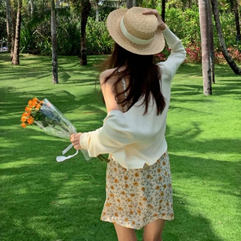 Đầm hai dây PERTY họa tiết hoa vàng phong cách Hàn Quốc thời trang mùa hè cho nữ