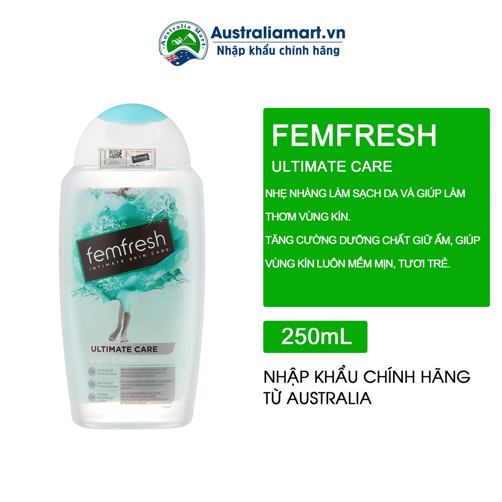 Dung dịch vệ sinh phụ nữ cao cấp cho da nhạy cảm Anh Quốc Femfresh Pure &amp; Fresh Wash 250ml
