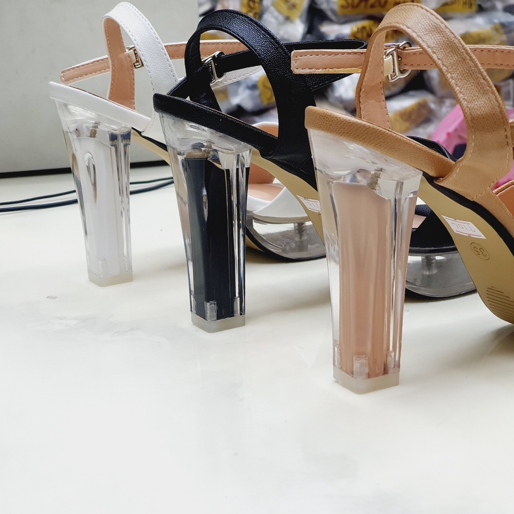 Giày Sandal Cao Gót Nữ 💥GIÀY CÔ DÂU - ĐI TIỆC💥 Đế Vuông 12 Phân Da Mờ T102