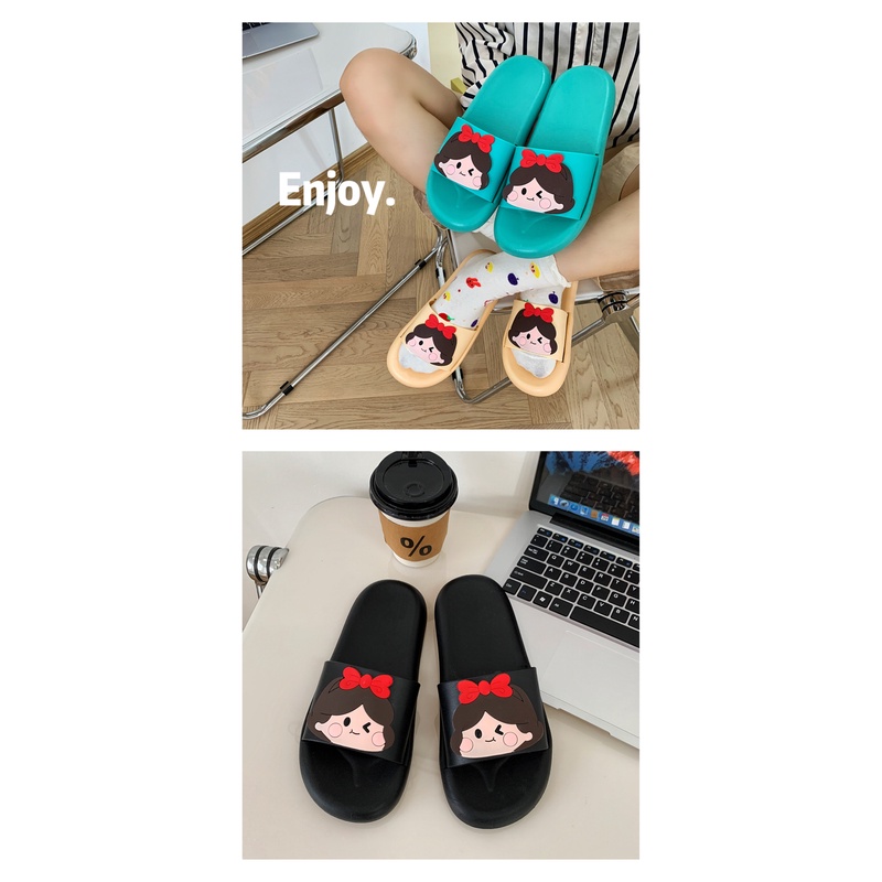 JY502-C3 CÔNG CHÚA Dép dán hình  đế mềm quai ngang phong cách unisex nặng động, đa dạng màu sắc