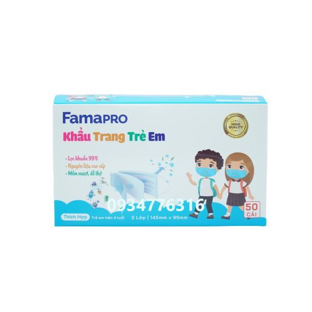 ✅ Khẩu trang y tế trẻ em kháng khuẩn 3 lớp Famapro max kid ( 50 cái /hộp )