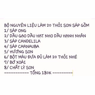 Kit nguyên liệu làm 20 thỏi son sáp