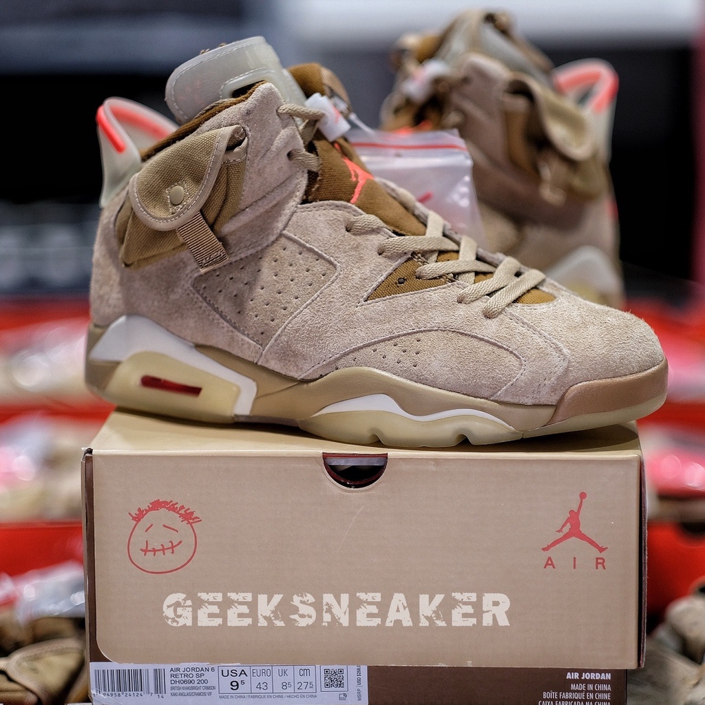 [GeekSneaker] Giày Sneaker Travis Scott x Air Jordan 6 Retro ‘British Khaki’