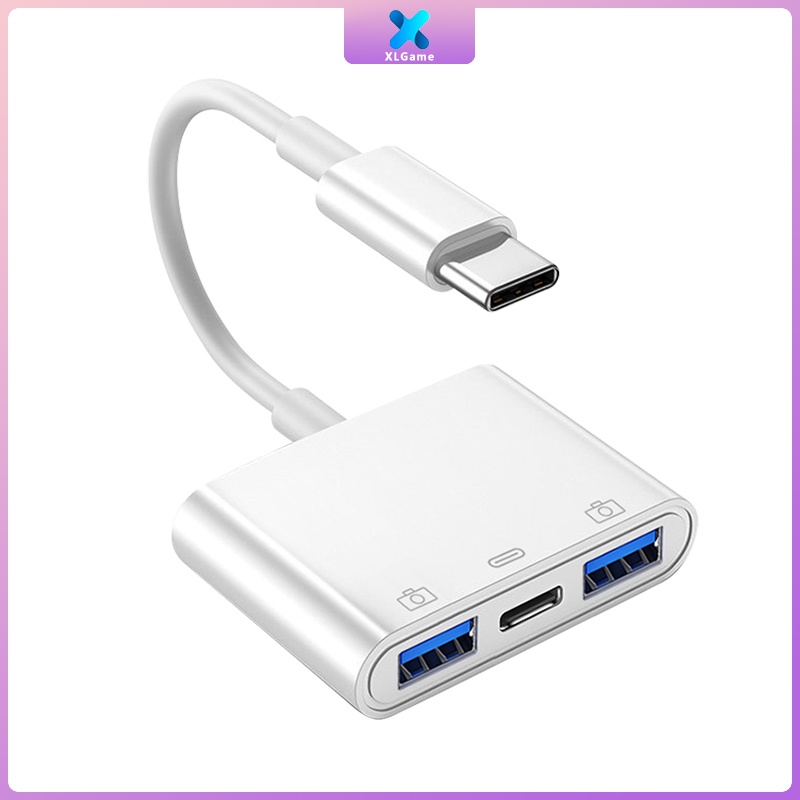 Cáp chuyển đổi dữ liệu OTG 3 trong 1 từ cổng USB 3.0 sang Type-C + USB 3.0 cho điện thoại/máy tính bảng