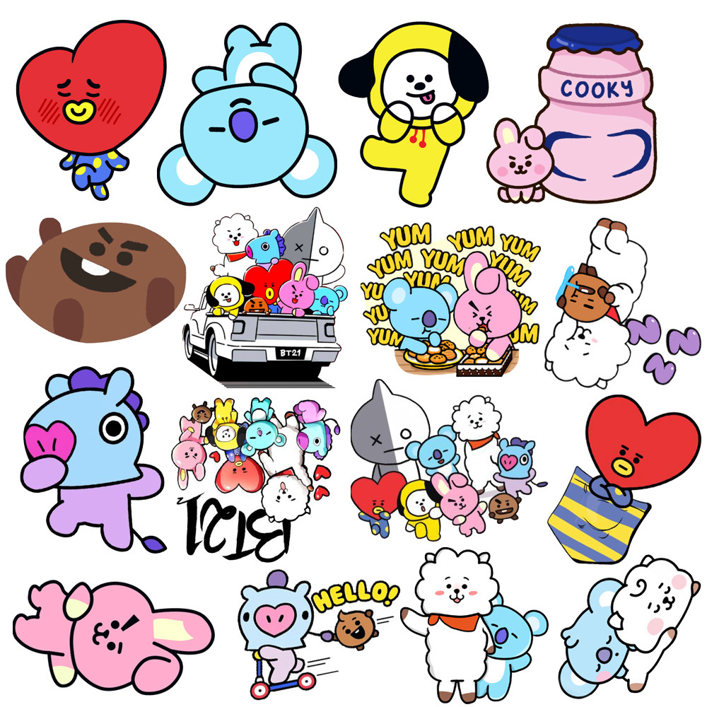 Bộ 50 Miếng Dán Graffiti bt21 Trang Trí Mũ Bảo Hiểm / Va Li