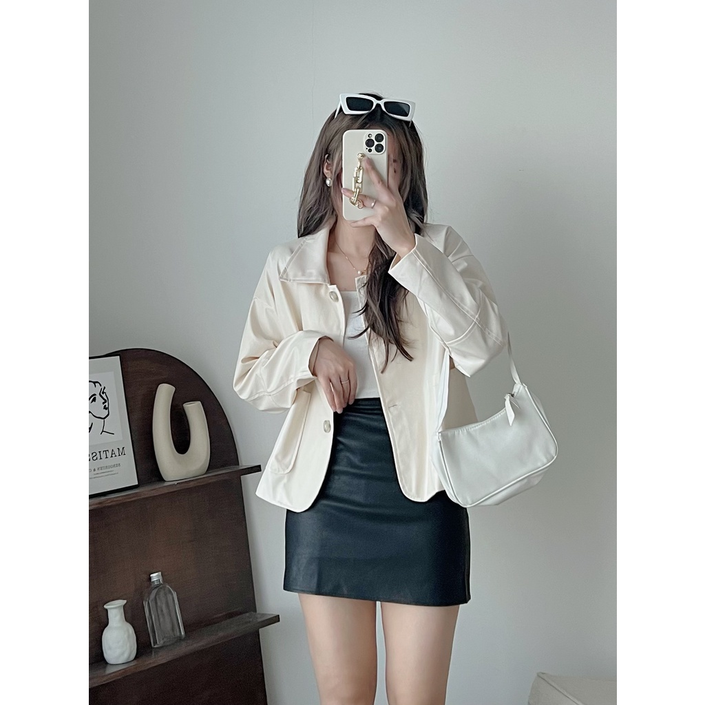 [NEW]ÁO KHOÁC DA LỬNG TÚI BỤNG “FAIRY” siêu trendy