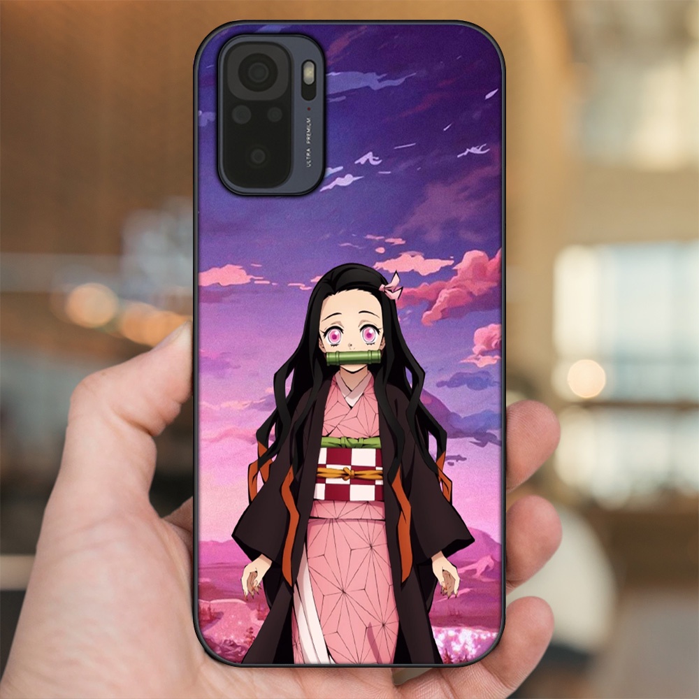 Ốp lưng Xiaomi Redmi Note 10, Note 10s viền đen in hình Nezuko Kimetsu no Yaiba