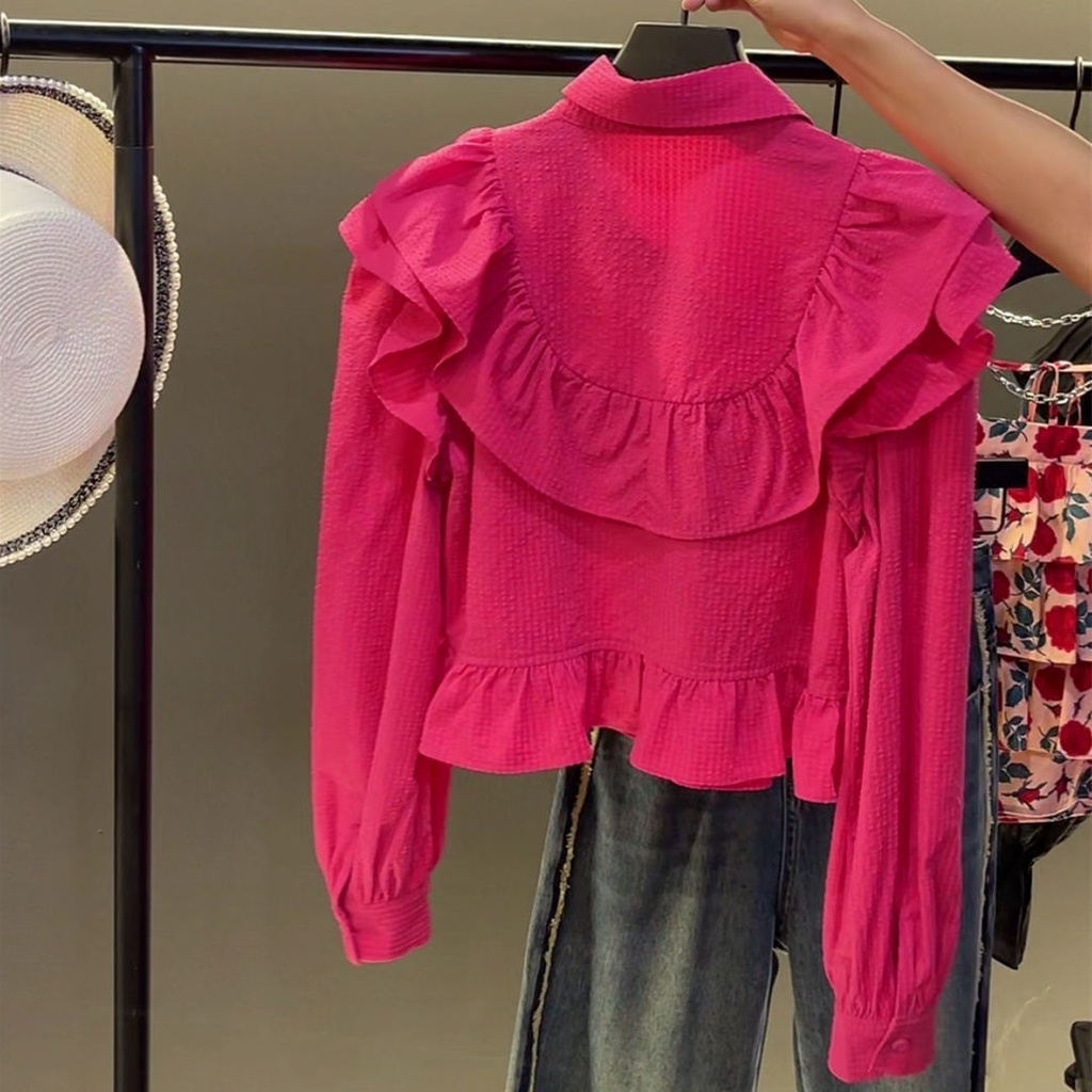 Áo Sơ Mi Nữ Dài Tay Cổ Bẻ Form Rộng Thời Trang Hàn Mới