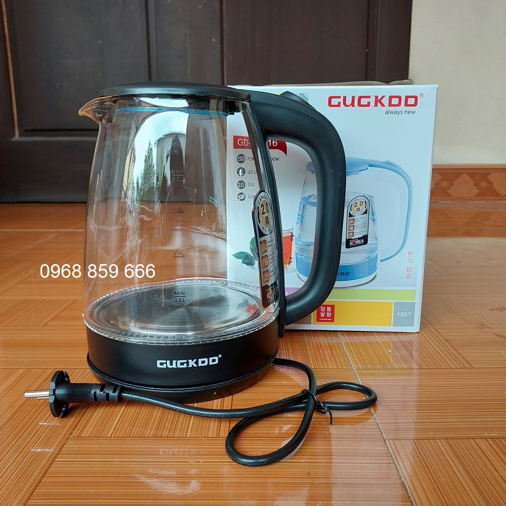Ấm Siêu Tốc Thủy Tinh Thiết Kế Hiện Đại Tiêu Chuẩn Châu Âu - Bình Siêu Tốc 2.0L có đèn led ,tự ngắt khi sôi