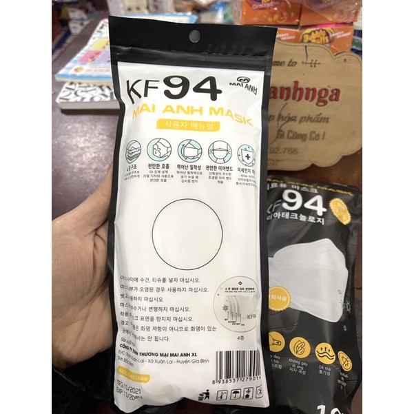 Túi Khẩu Trang KF94 Mai Anh MASK túi 10 chiếc 3 màu Trắng , Xanh , Xám
