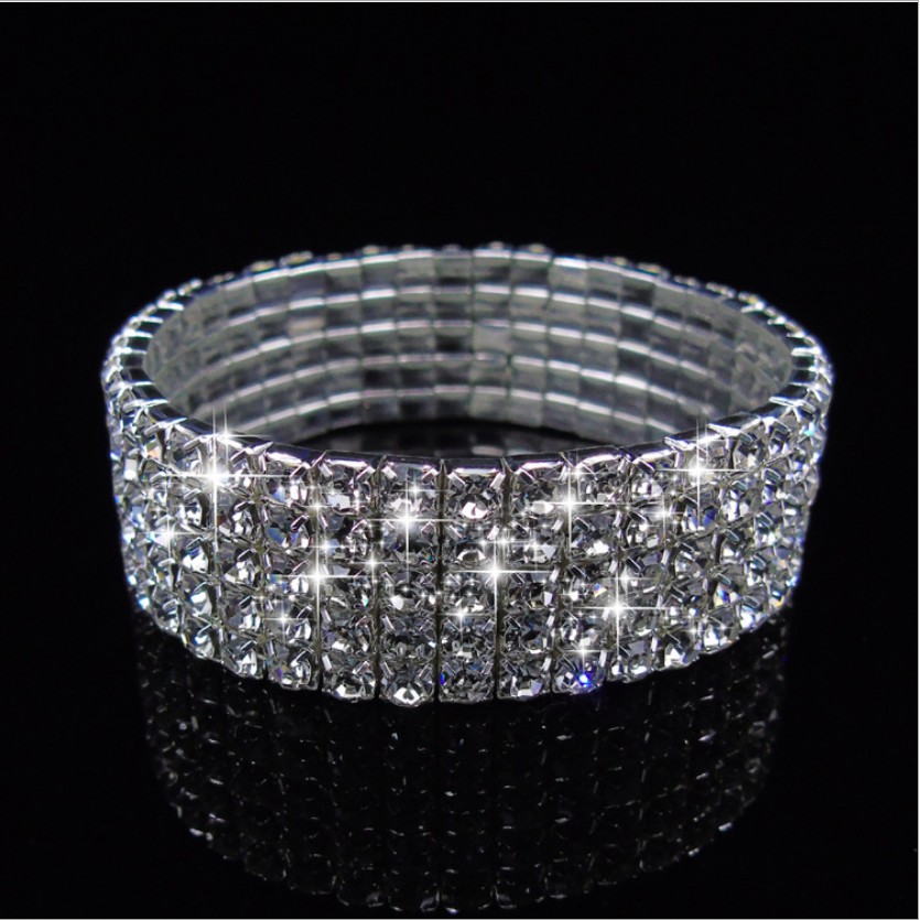 Lắc tay nữ vòng tay đính đá zircon lấp lánh 2 5 6 hàng bạc phong cách thời trang hàn quốc dễ thương