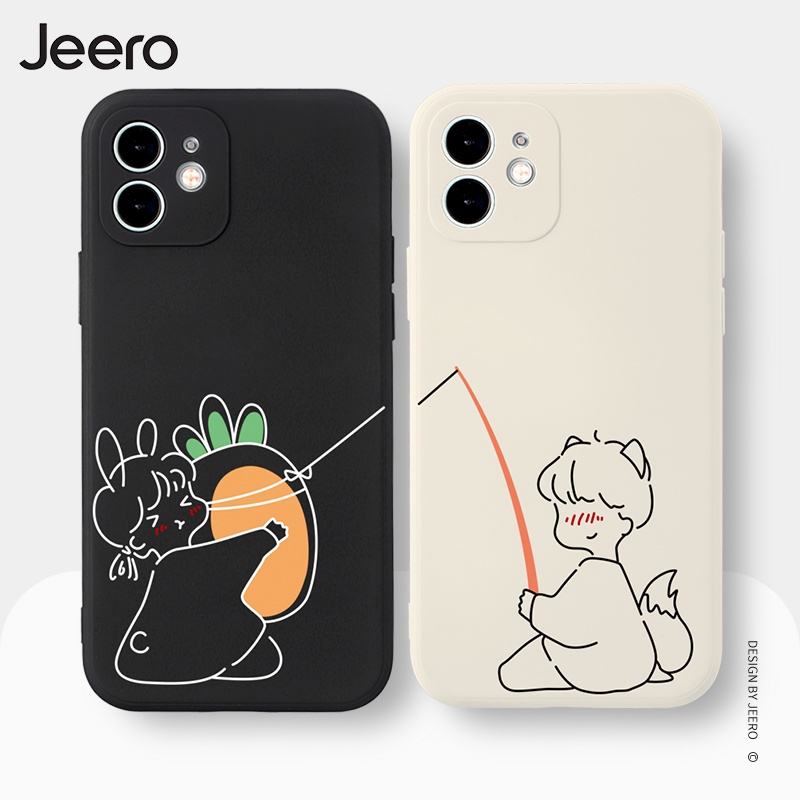 Ốp điện thoại JEERO silicon mềm ngộ nghĩnh hoạt hình cặp đôi dễ thương đẹp Compatible for iPhone 13 12 11 Pro Max SE 2020 X XR XS ip 8 7 6 6S Plus kute HFC181