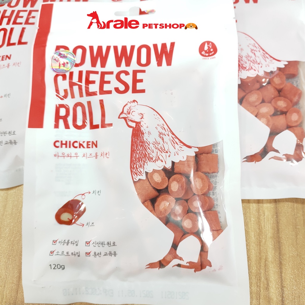 Phô mai cuộn thịt gà cho chó mèo 120gr - Bowwow Hàn Quốc