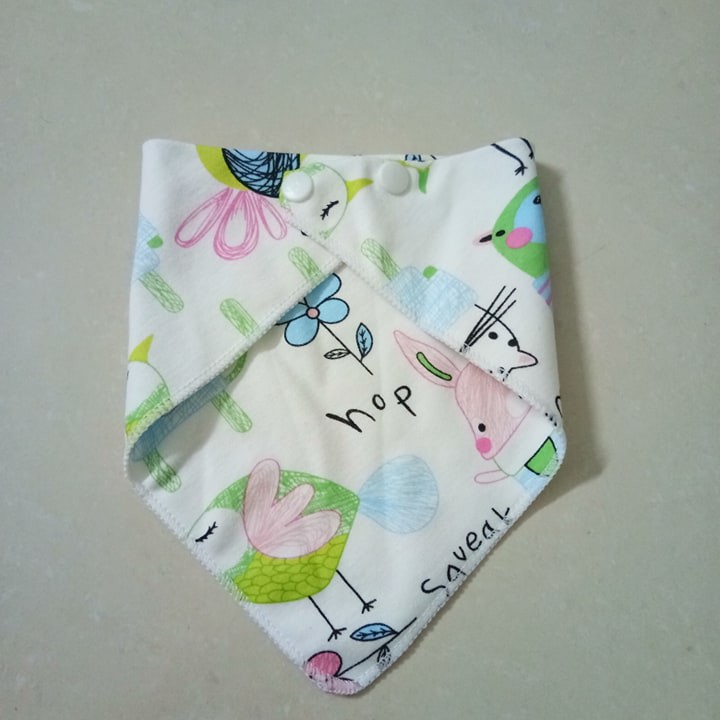 Set 4 Khăn Yếm Cotton 100% 2 Cúc Bấm Điều Chỉnh Size Thương Hiệu Goodmama Cao Cấp