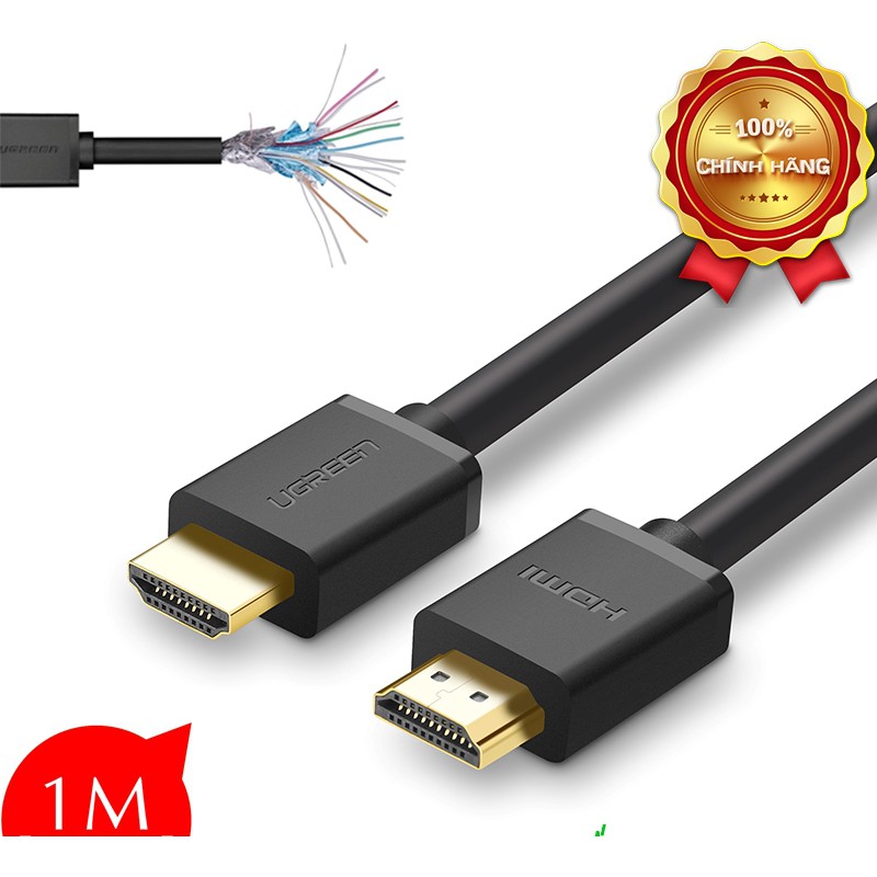 Cáp HDMI 1M Ugreen 10106 hỗ trợ 3D, 4K