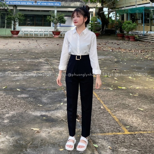 Quần tây nữ lưng cao , quần tây ống suông bagy đen nữ ,quần tây công sỡ nữ chất vải tuyết mưa cao cấp PLQ77