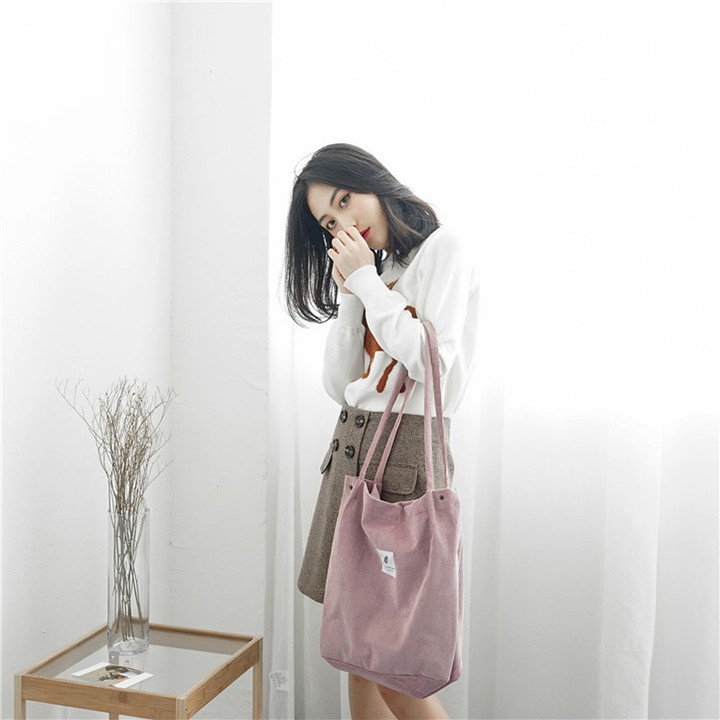 Túi tote, túi nữ đeo vai thời trang nữ phong cách Hàn Quốc đi học đi chơi vải nhung mềm mịn nữ tính