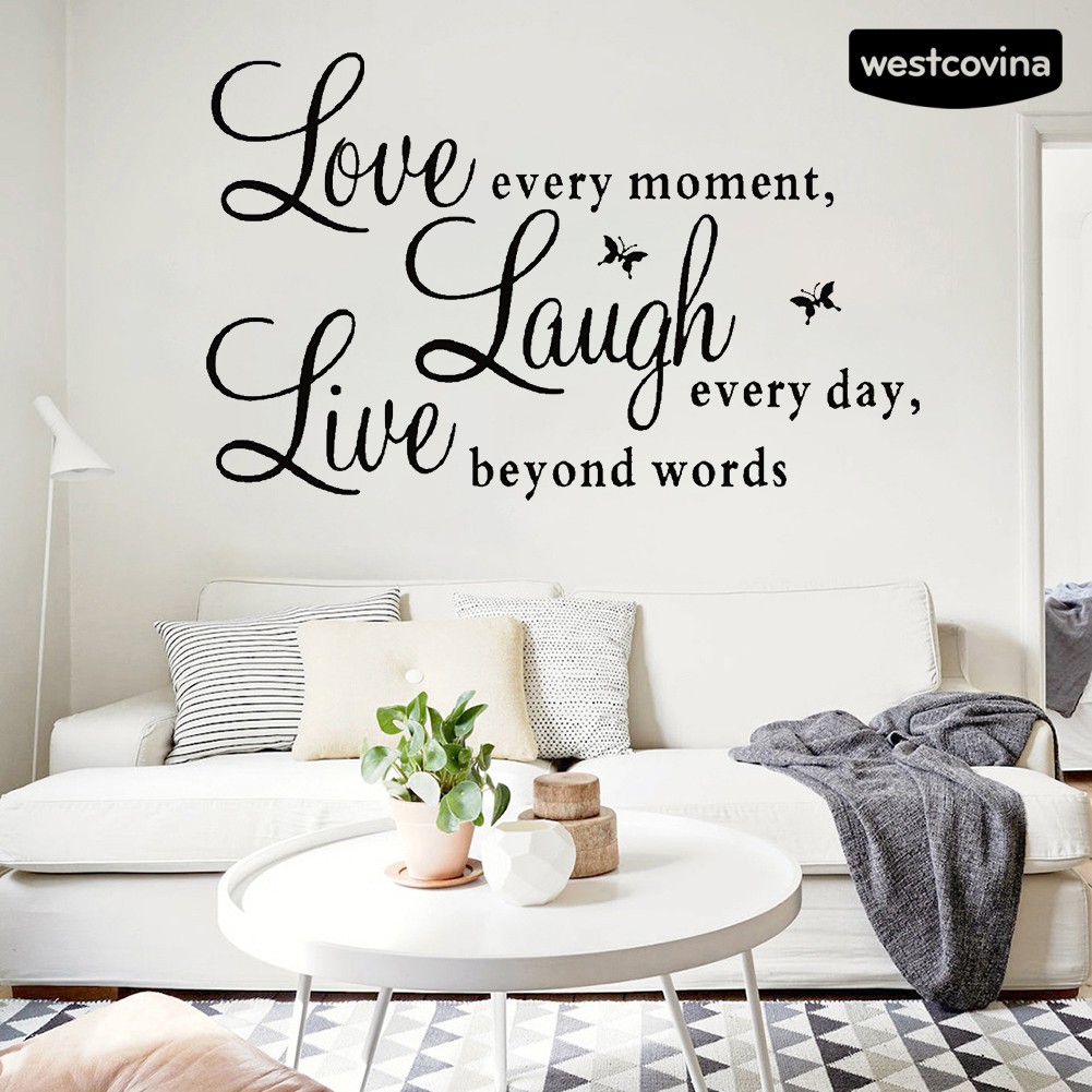 Miếng dán tường họa tiết chữ Love và bướm truyền cảm hứng trang trí cho nhà