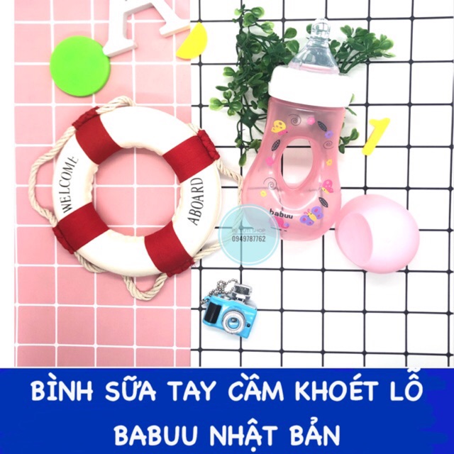 Bình sữa tay cầm khoét lỗ Babu Baby 150m/240mll Nhật Bản