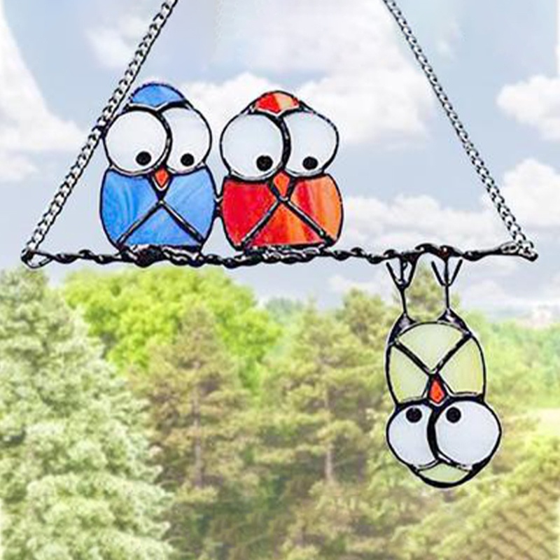 Dây Treo Cửa Sổ Hình Chim Cú Bằng Kim Loại Nhiều Màu Trang Trí Sân Vườn