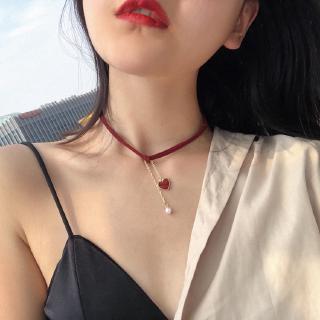Dây chuyền mặt trái tim đỏ Hàn Quốc