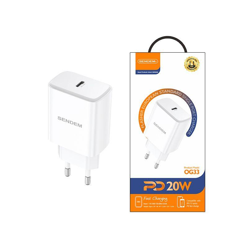 Củ sạc nhanh Sendem OG33 chuẩn Châu Âu PD20W