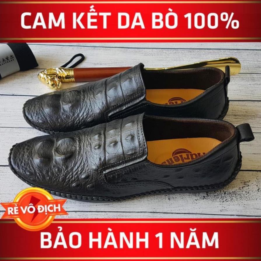 [Sale 3/3]Giày Lười Nam Da Bò Vân Cá Sấu Giày Nam Da Thật (Có Video - Ảnh Shop Chụp) - BH 1 Năm -x13