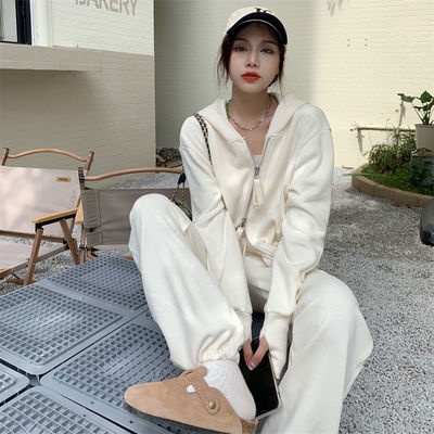 Set áo hoodie và Quần ống rộng thời trang năng động cho nữ