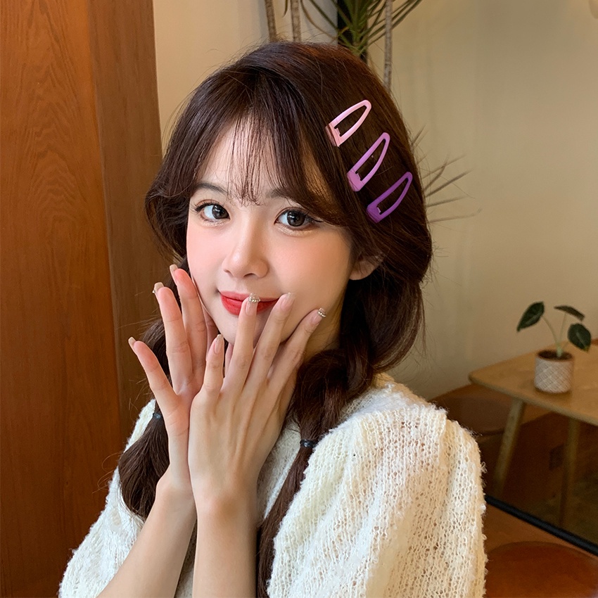 Bộ Ba Kẹp Tóc Dáng Dài BB Màu Xanh Dương Hình Hoa/Ngôi Sao/Trái Tim Đơn Giản Dễ Phối Đồ