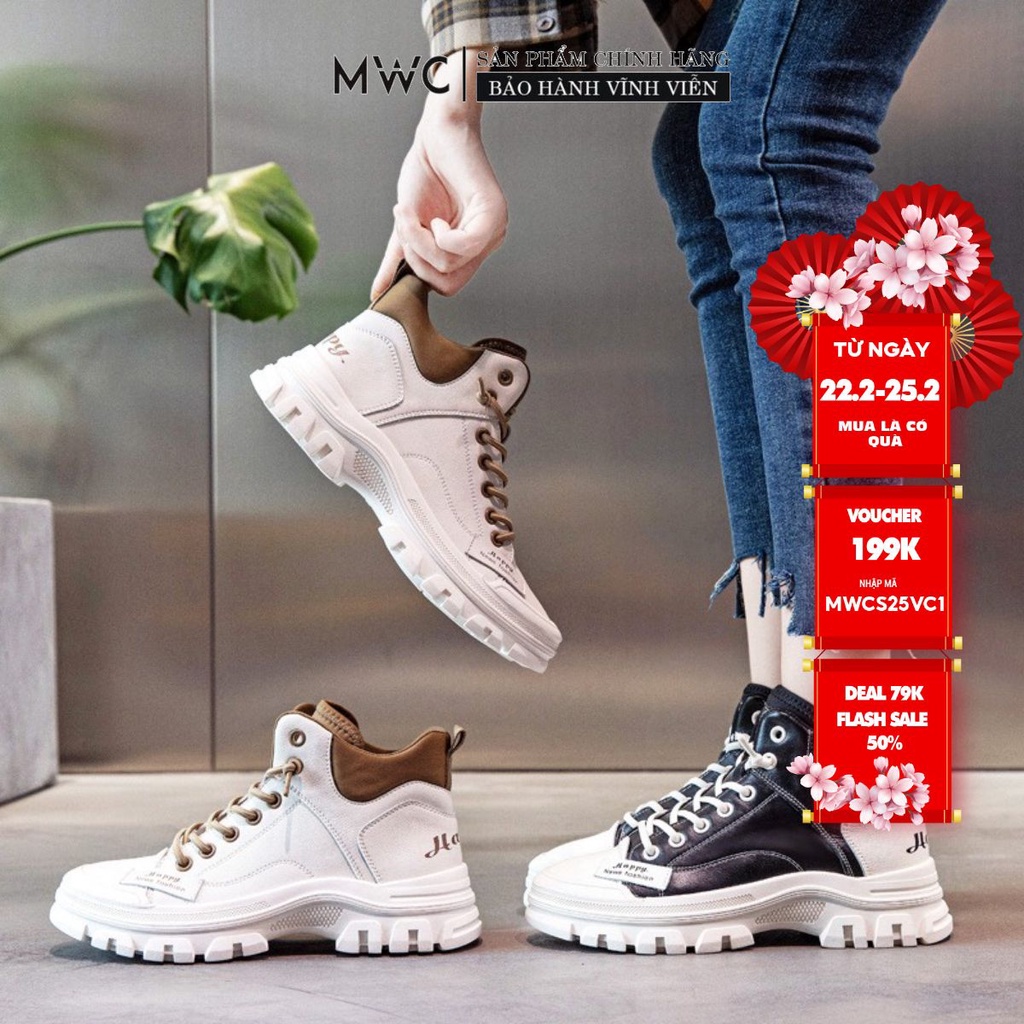 Giày Thể Thao Nữ MWC Sneaker Chất Da Cổ Cao Phối Màu Cá Tính Trẻ Trung NUTT- 0603