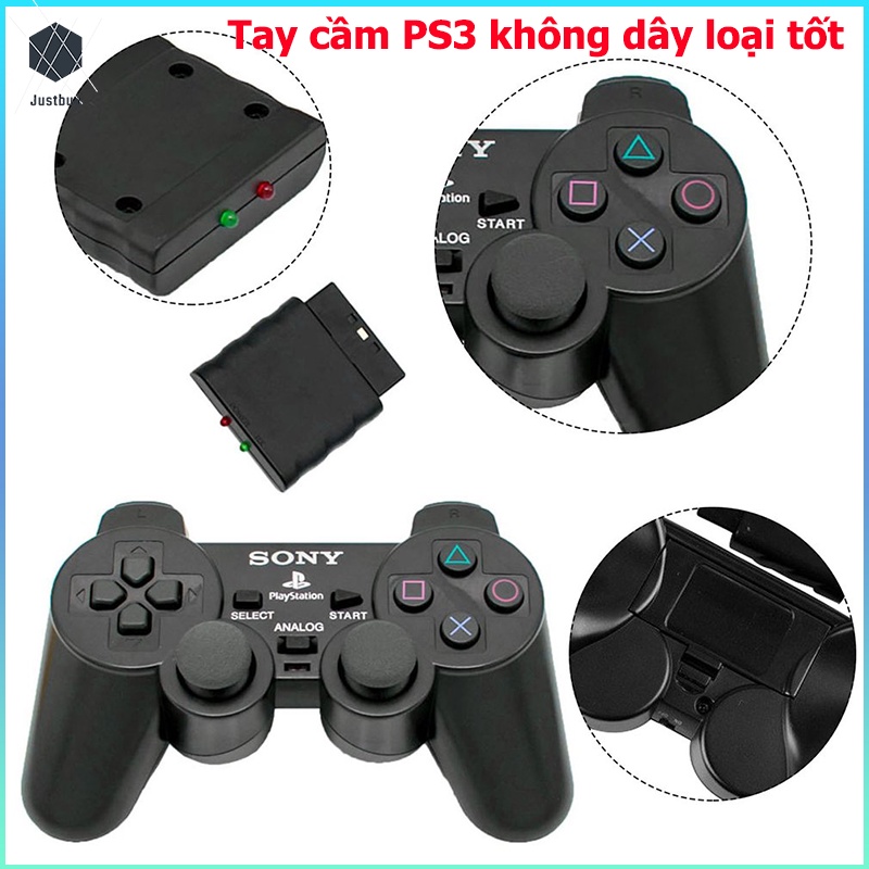 🤩Justbuy🤩Tay cầm PS3 không dây loại tốt - Tay cầm chơi game PC, Laptop, chơi PES, FO4 tối ưu - Tặng Dây Sạc Bộ điều khiển Gamepad Không dây 2 Bảng điều khiển Cần điều khiển Rung kép Joypad