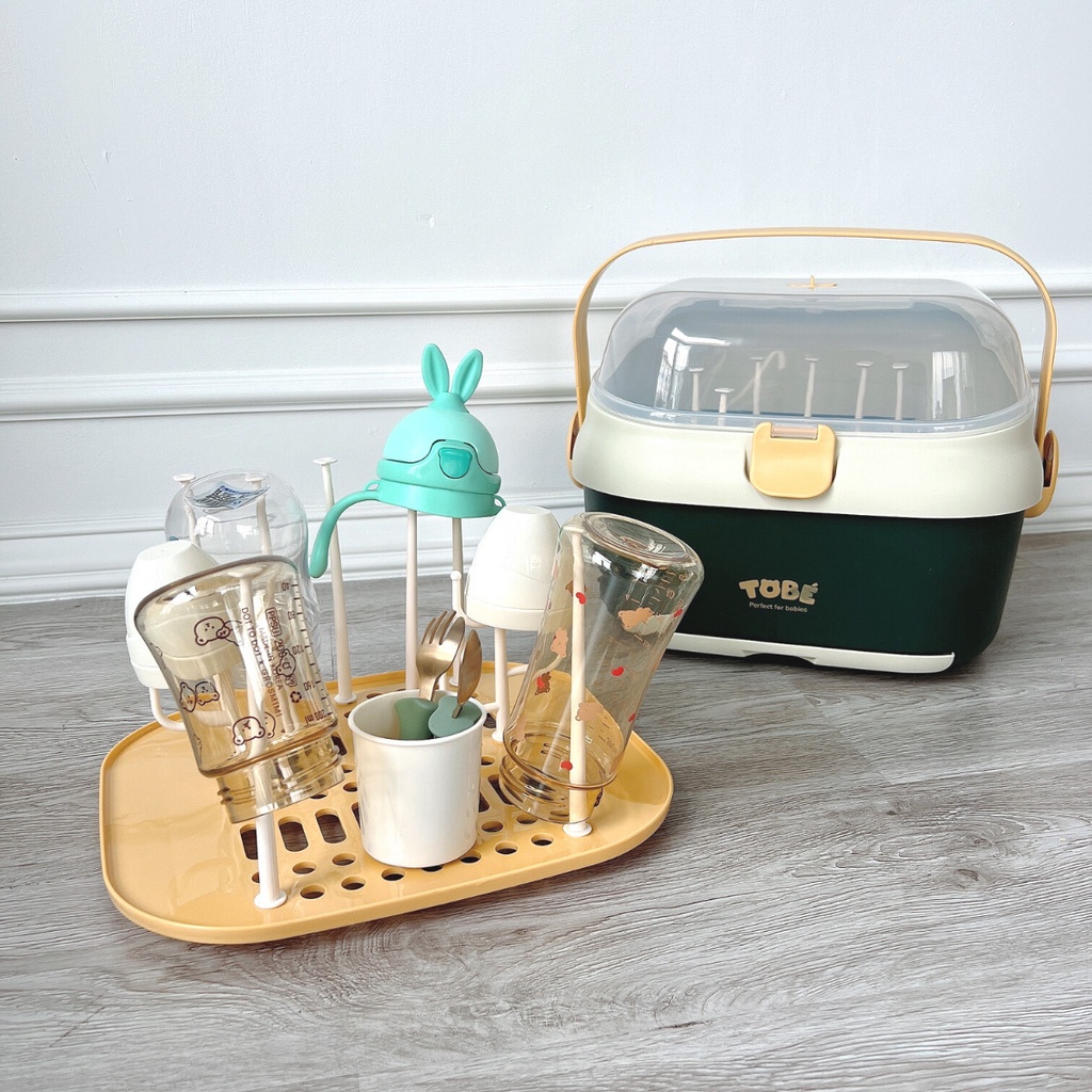 Khay Đựng Bình Sữa Cho Bé - Giá Úp Bình Sữa Có Nắp Đậy Binky Plus TOBÉ, Chất Liệu An Toàn Cho Trẻ Em Hanghieuchobe