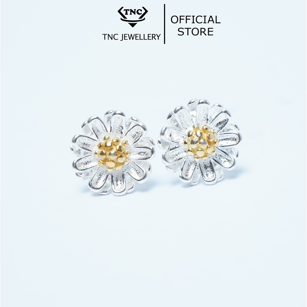Bông Tai Bạc Hoa Cúc- Trang Sức TNC Jewellery