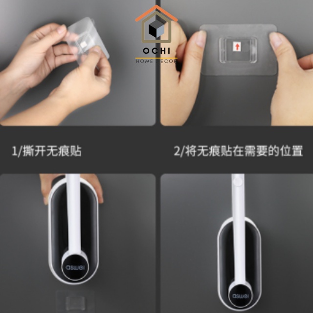 Chổi cọ toilet gắn tường, cây chà bồn cầu đầu tròn sử dụng 1 lần, vệ sinh nhà tắm đa năng