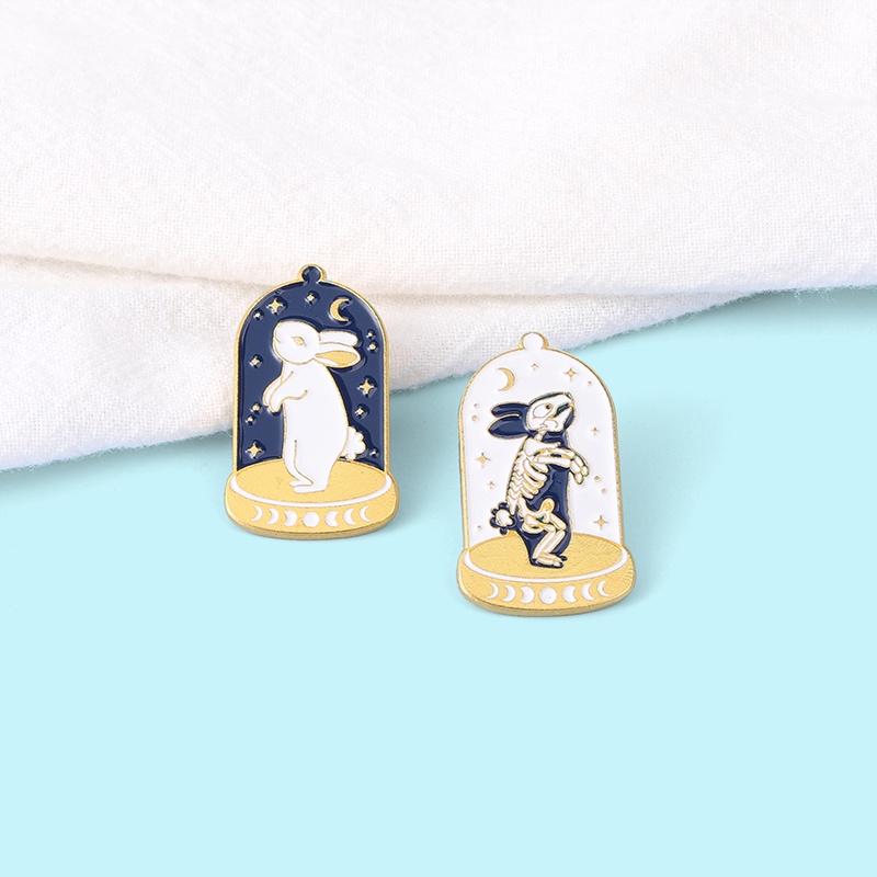 Ghim Cài Áo Họa Tiết Hoạt Hình Đầu Lâu / Thỏ / Bầu Trời Đầy Sao Tráng Men Dễ Thương Cho