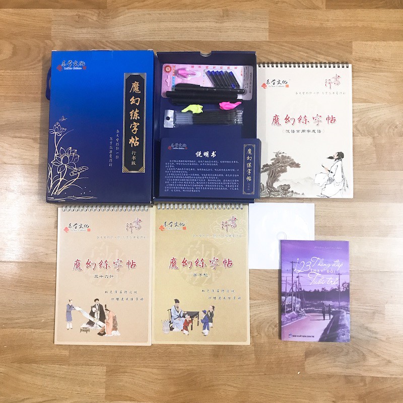 Sách - Combo sách 123 Thông Điệp + Bộ tập viết tiếng Trung Hành Thư Tam Quốc 4580 + DVD quà