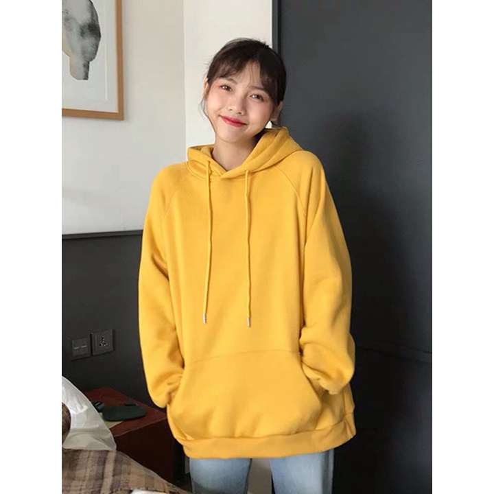 Áo hoodie nhiều màu unisex, sweater dài tay form rộng đẹp, nỉ trơn có mũ mặc đôi nam nữ cá tính Ulzzang | BigBuy360 - bigbuy360.vn
