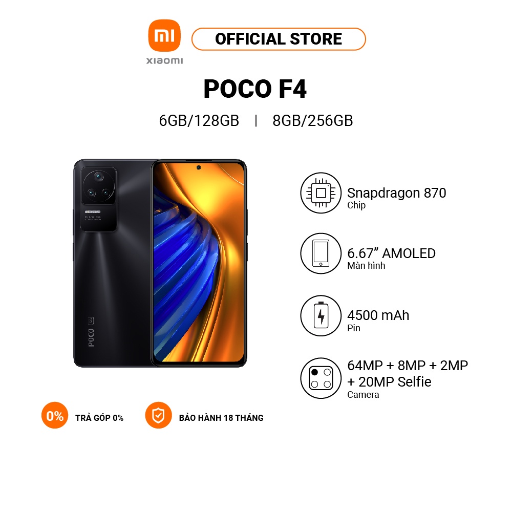 Điện thoại POCO F4 6GB+128GB /8GB+256GB | Snapdragon 870 | 6.67" 120Hz AMOLED